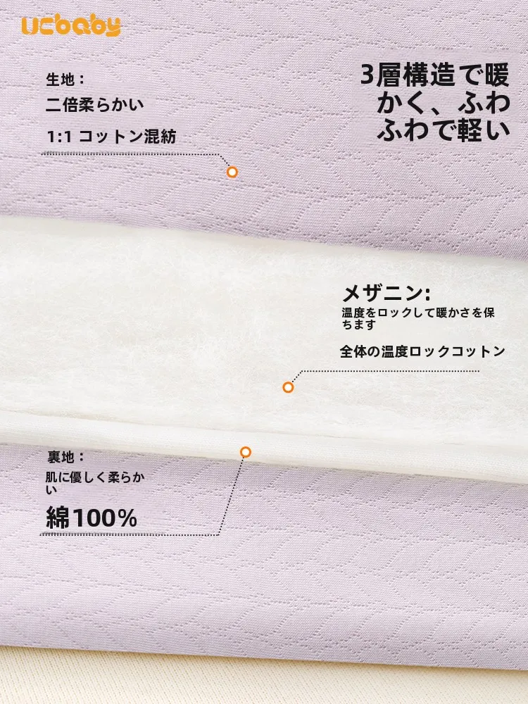 生後2ヶ月の冬用ベビージャケットとパンツの選び方：UCBABYの高腰コットンセットアップ