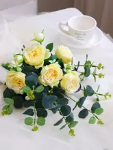 北欧風 シルクピオニーの造花【ユーカリ付き・リビングやダイニングテーブル用・インテリア装飾用】