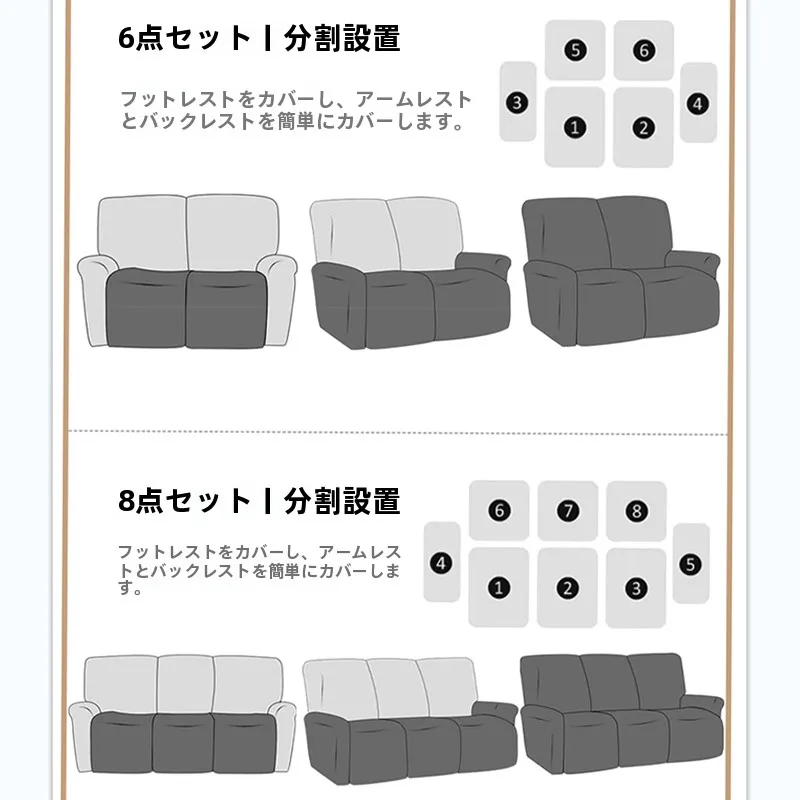 多目的全包型ソファカバー：電動リクライニング対応の美式スタイルでリビングを整える