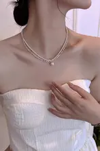 二重構造のパール風ネックレス【女性用・高級感漂う・セーターに最適】