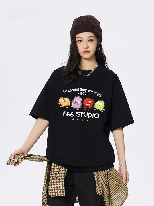 半袖Tシャツ ユニセックス コットン100% グラフィティモンスター ルーズ 着回し 夏「M77」