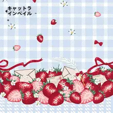 チェッカーパターンのストロベリーLolitaドレス【BJD用・甘美柄・オリジナル素材】