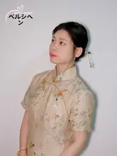 天然貝母使用 中式山茶花ブローチ【古風デザイン・ハイネックドレス対応・気質アップ】