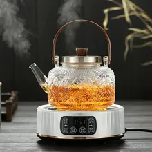 耐熱ガラス製のティーポット【茶水分離・家庭用・持ち手付き】