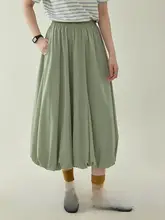 薄荷スタイルのハイウエストチュニックフレアスカート【女性用・夏向け・ウエストゴム】