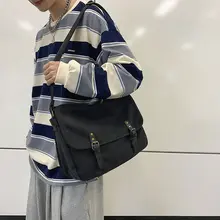 大容量キャンバスショルダーバッグ【カジュアル・ユニセックス】