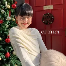 個性的なオレンジ紅の月牙型イヤリング【ファッション・カジュアル】とチューブブレスレット