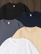 秋冬用コットン丸首長袖Tシャツ【ユニセックス・シンプルデザイン・フィット・カジュアル】