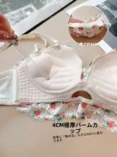 レースブラジャー【ストロベリーデザイン・ワイヤーなし・セクシー・小さめバスト用・サイドサポート】