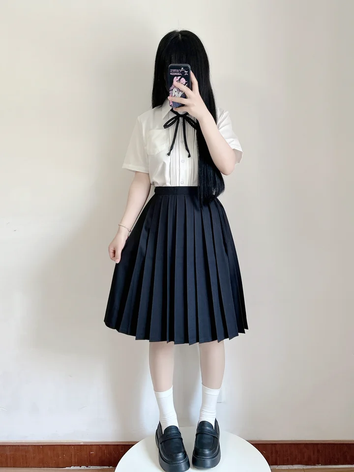 スカート JK 制服 コーディネートしやすい 短中長 シンプル ブラック ブルー