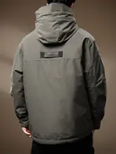 高品質 白鹅绒使用のアウトドアワークダウンジャケット【秋冬用・フード付き・ゆったりサイズ】