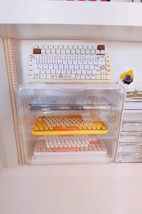 透明防塵キーボードデスク収納ボックス【ゲーミング周辺機器・多層整理展示】