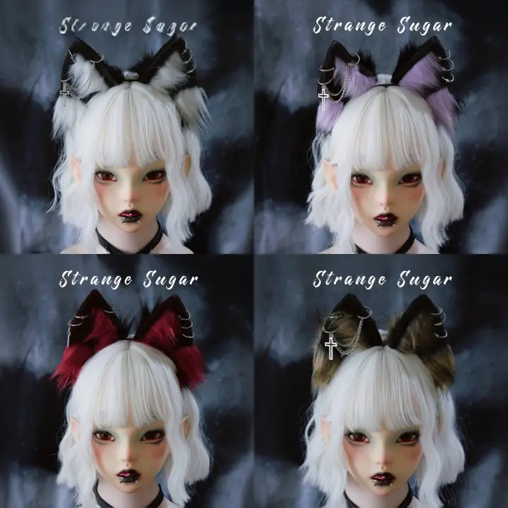 オリジナルハンドメイド狼耳デザインヘッドバンド【甘くクールなアンダーグラウンドスタイル・コスプレ向け】
