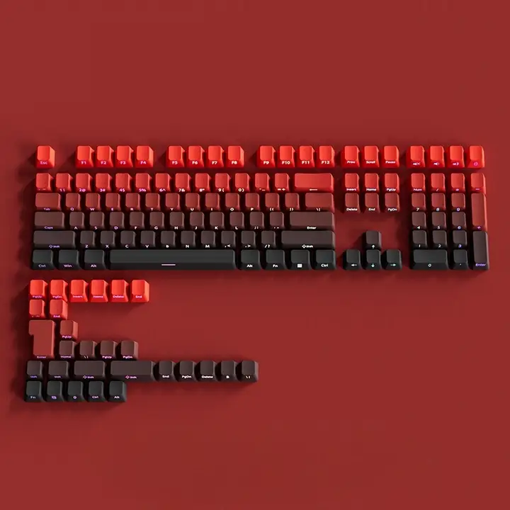 PBT製グラデーション透明磁気軸キーボードキーキャップ【側刻印・適合87/108キー】