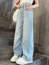 女の子用 夏の薄手ワイドパンツ【ストレートデニム・春秋対応】