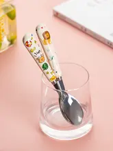 子供用304ステンレス製カートンデザインスプーン【落下防止・ベビー用・食事用具】