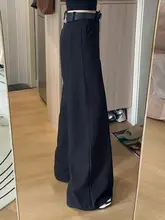 黒色のカジュアルテーパードパンツ【夏用・ワイドレッグ・大きいサイズ対応】（セットアップ対応）