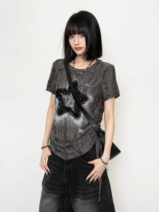 ヴィンテージ風ダメージTシャツ【レディース・ショートスリーブ・夏用】
