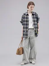 レトロシルエットのレディース弯刀ベルト付きワイドパンツ【秋用・カジュアル工装風】（セットアップ対応）