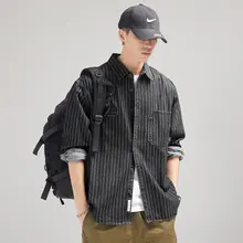 ストライプデザインのメンズ長袖シャツ【クラシックスタイル・春秋用】