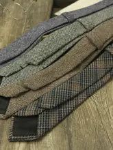 ビジネス用ウールネクタイ【カジュアル・英国風・ブルー・千鳥柄・極細タイプ】