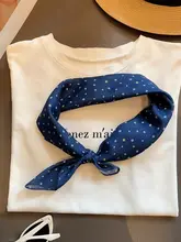 ポルカドットシルクスカーフ【薄手コットン・首元をやさしく保護するデザイン】