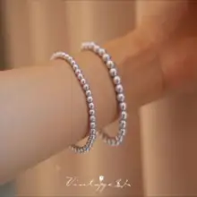 淡紫色 パール純銀ブレスレット/ネックレス【クラシックスタイル・ユニセックス・高級感】