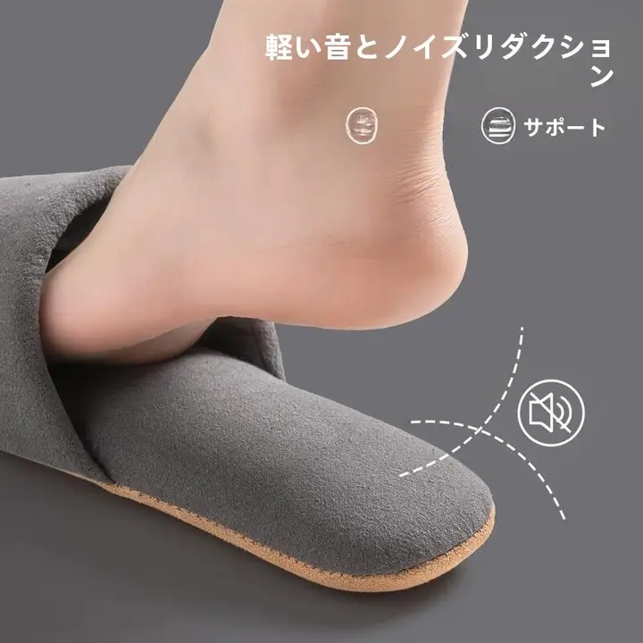 静音設計 メンズスリッパ【フラットソール・防滑・室内用】