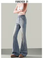 高腰デニムフレアパンツ【軽やかな色合い・ハイウエスト・細見えデザイン】