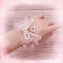可愛いレースリボン付きブレスレット【ハンドメイド・ロリータスタイル・女性用】