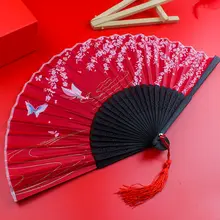 華やかなデザインの折りたたみ扇子【夏用・フリンジ付き・女性用】