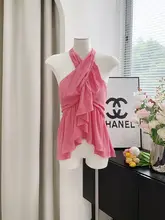純粋な魅力のフリル付きホルターネックトップス（女性用）