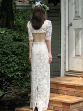 ドレス 女性 婚約 腰出し 白レース リボン 高級感