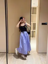 光沢感のある高腰Aラインスカート【爽やかで快適・スタイル】（セットアップ対応）