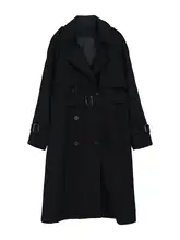 黒のトレンチコート【秋用・カジュアル・フィット・クラシックデザイン】