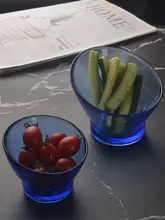 青いガラス製斜口ボウル【サラダ・寿司・刺身・冷菜用】