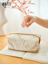 オレンジ色の高級感あるペーパーナプキンボックス【デスク収納用・軽奢スタイル】