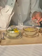 フタ付きガラス燕窝碗【透明・家庭用・金縁・耐熱】（セットアップ対応）
