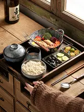 高級感ある陶器製ダブルハンドボウルとカップの食器セット【美しいデザイ  ン・分割プレート付き】（セットアップ対応）