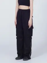 PMET スエードジッパー付きワークパンツ【多ポケット・秋冬用・ストレートカット】