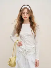 薄透け感のあるライサール製 長袖カーディガン【鈴蘭プリント・フィット】