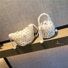 DIYキット ハンドメイド ビーズ編み パール フレンチ風 透かし編み バケツ型バッグ ハンドバッグ 材料セット