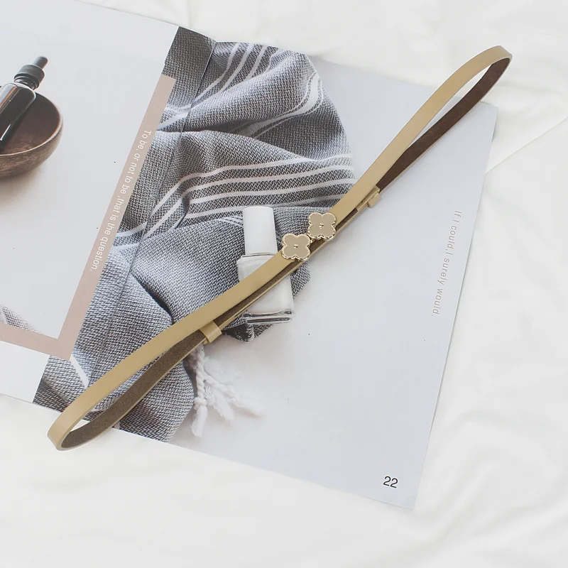 調節可能なウエストベルト【レディース・本革・花飾り・シンプルスタイル・スリムフィット】