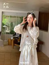 松弛感ある高級感のある半袖トップスとスカートのセットアップ（セットアップ対応）