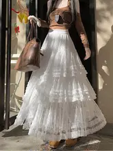 高腰ホワイトチュールAラインスカート【フレアデザイン・春用】