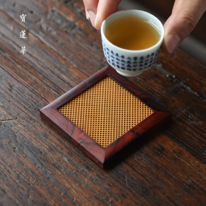 紅酸枝木の縁付き竹編みコースター：茶室・文玩用の熱絶縁設計と耐久性の実証