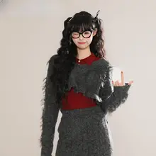 3点セット レディース ショートニット タイトスカート レイヤード 着痩せ フィット カジュアル ギャル