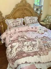 ぬいぐるみデザインのロリータ風ミルクフランネル四点セット【保温・コーラルフリース・ベッドシーツ・掛け布団カバー・寝具】