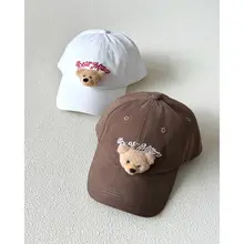 熊デザインの高品質ベースボールキャップ【女性用・ストリートスタイル・ハット】
