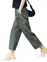 ミリタリーグリーンのワークパンツ【レディース・カジュアル・ストレート・ワイドレッグ・春秋用】（セットアップ対応）
